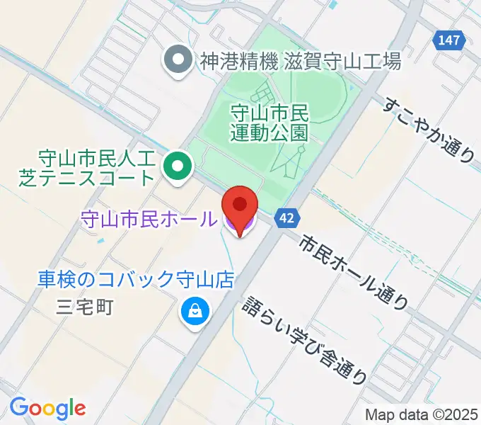 守山市民ホールの地図