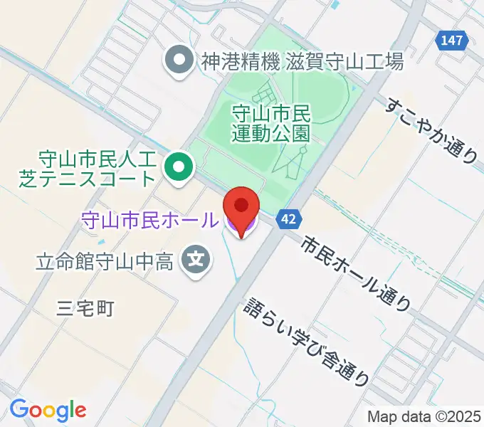 守山市民ホールの地図