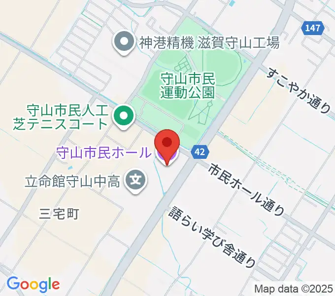 守山市民ホールの地図