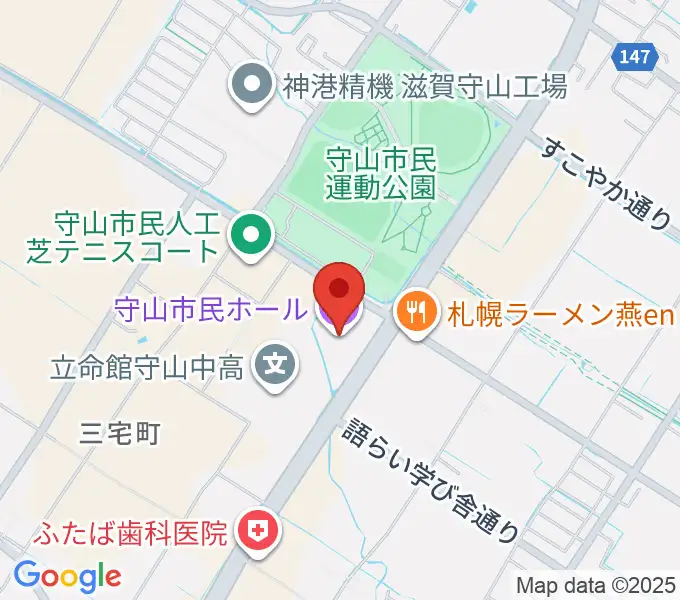 守山市民ホールの地図