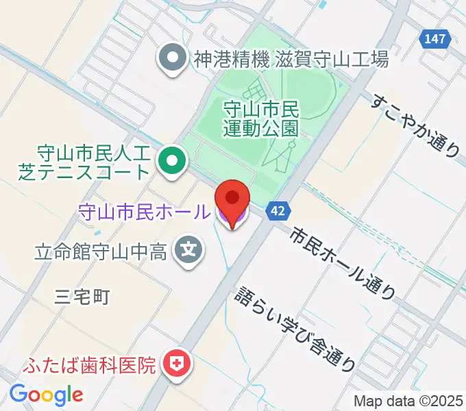 守山市民ホールの地図