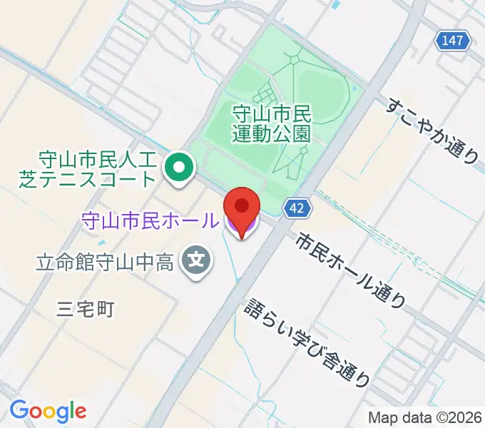守山市民ホールの地図