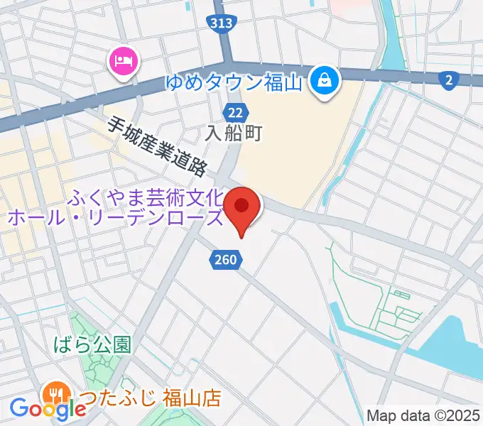 ふくやま芸術文化ホールリーデンローズの地図