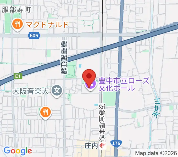 豊中市立ローズ文化ホールの地図