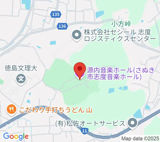 源内音楽ホールの地図