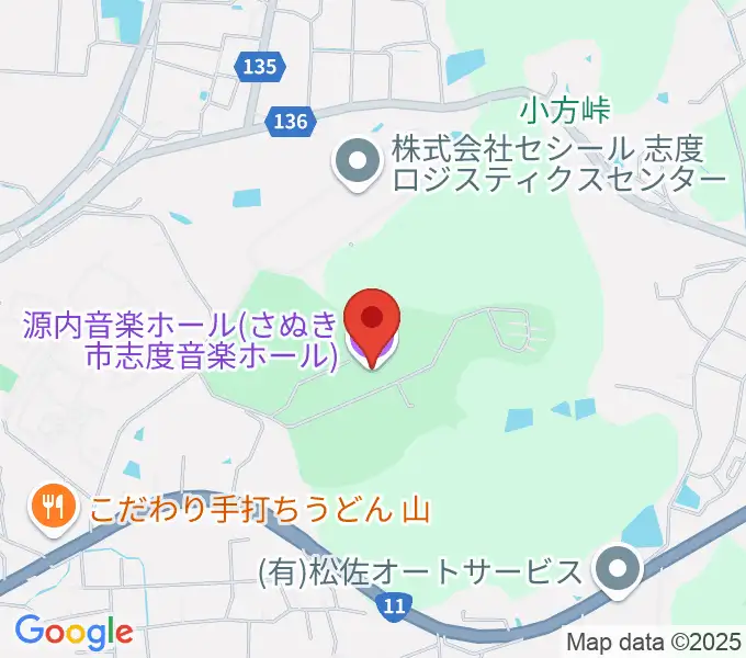 源内音楽ホールの地図