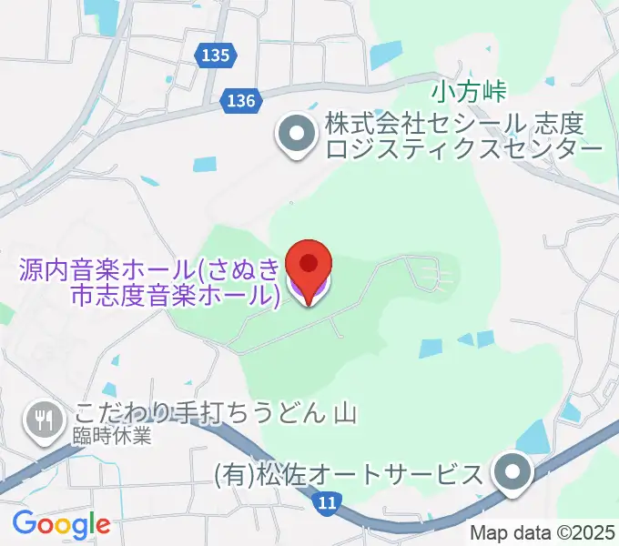 源内音楽ホールの地図