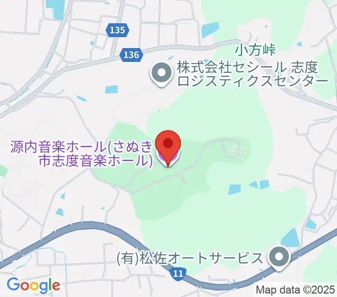 源内音楽ホールの地図