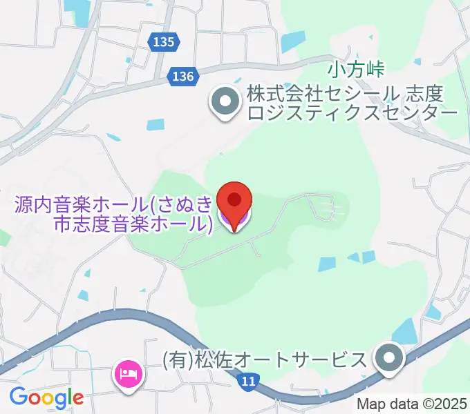 源内音楽ホールの地図