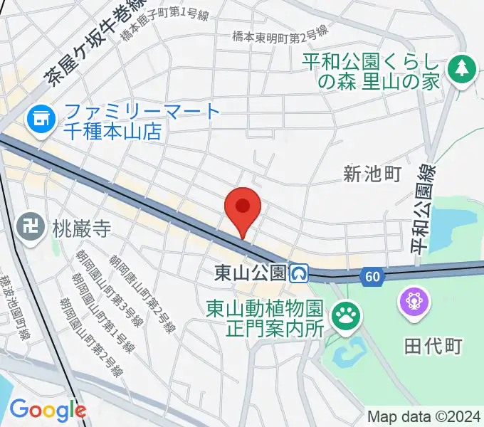 日響楽器 防音プロショップ東山の地図