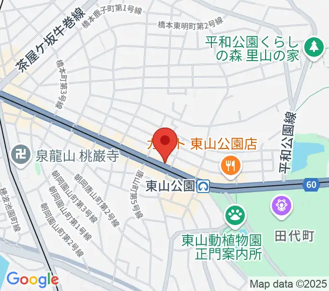 日響楽器 防音プロショップ東山の地図