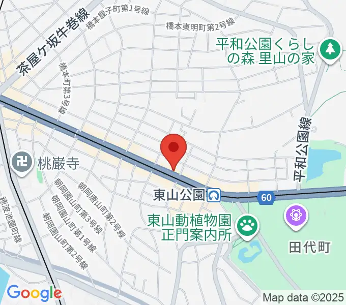 日響楽器 防音プロショップ東山の地図