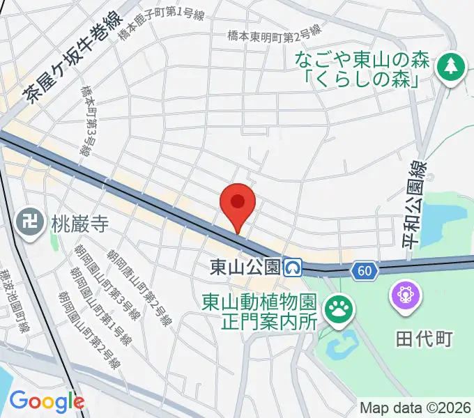 日響楽器 防音プロショップ東山の地図