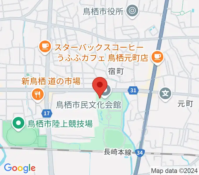 鳥栖市民文化会館の地図