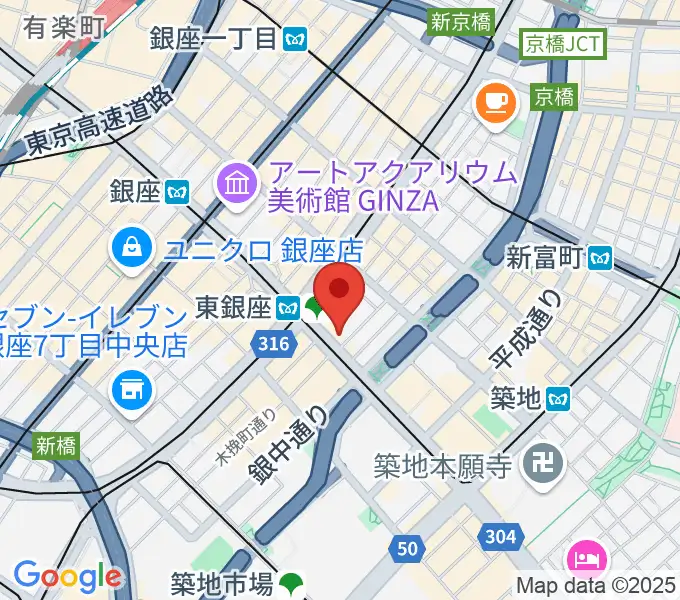 歌舞伎座の地図