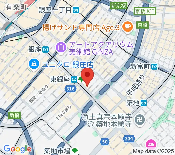 歌舞伎座の地図