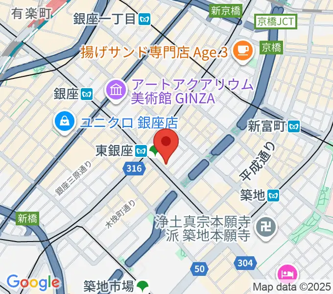 歌舞伎座の地図