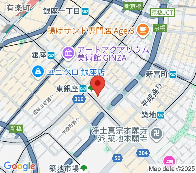 歌舞伎座の地図