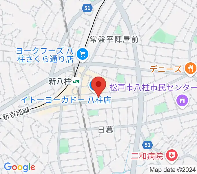 ヨークカルチャーセンター八柱の地図