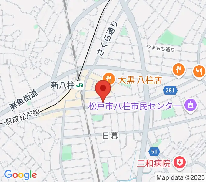 ヨークカルチャーセンター八柱の地図