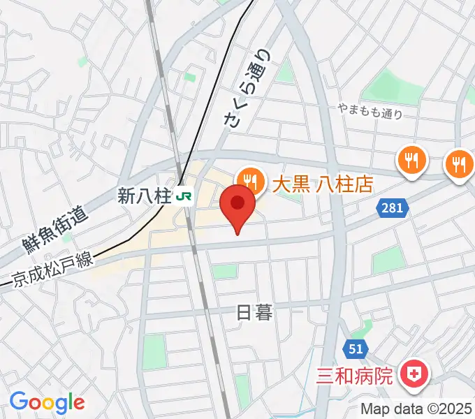 ヨークカルチャーセンター八柱の地図
