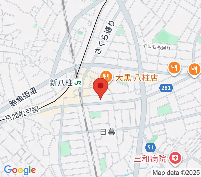 ヨークカルチャーセンター八柱の地図