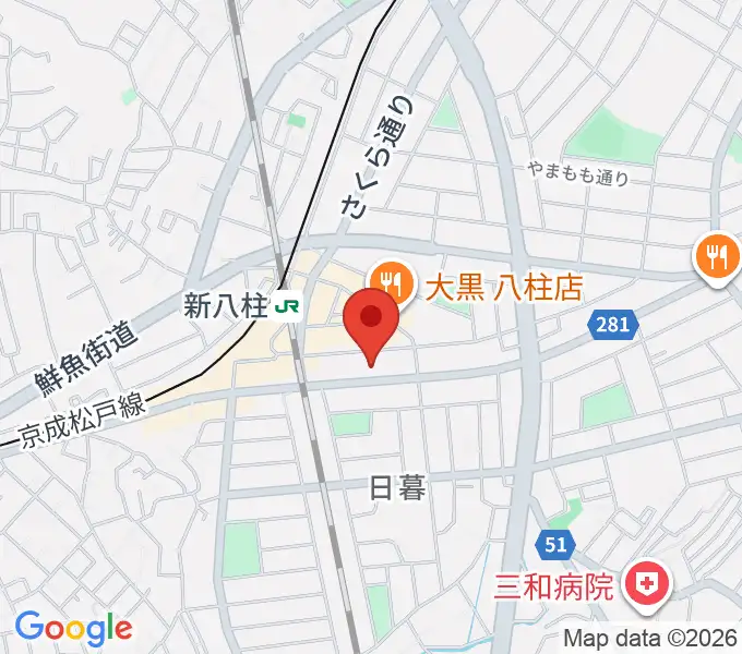 ヨークカルチャーセンター八柱の地図