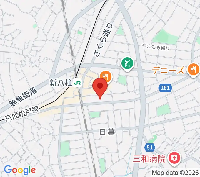 ヨークカルチャーセンター八柱の地図