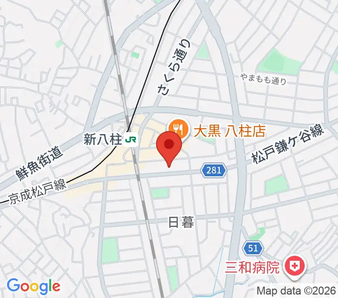 ヨークカルチャーセンター八柱の地図