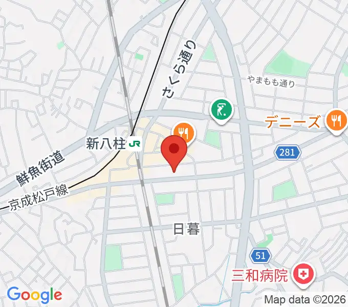 ヨークカルチャーセンター八柱の地図