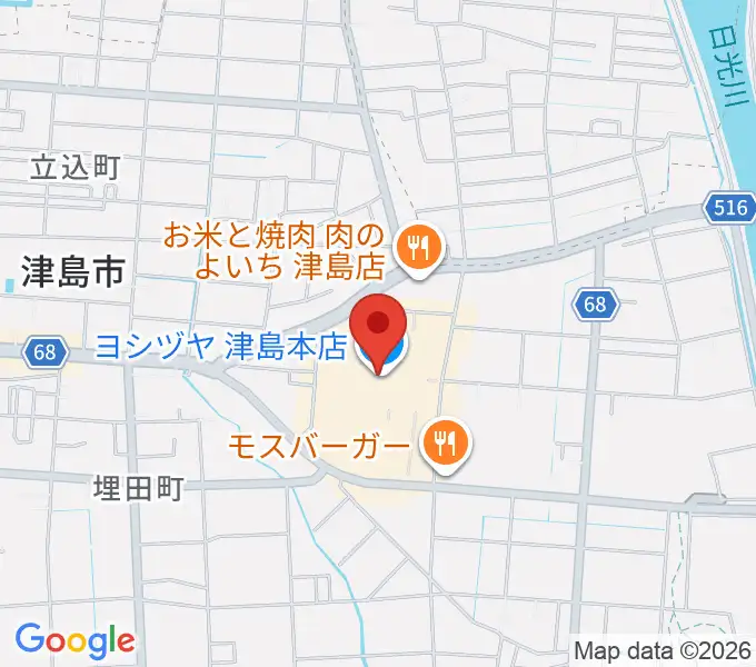 矢木楽器店 ヨシヅヤ津島センターの地図