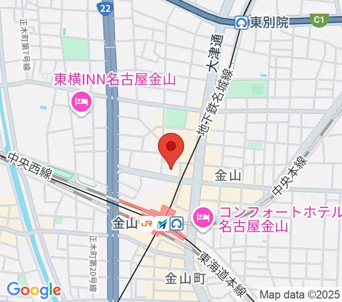 ヨモギヤ楽器 金山センターの地図