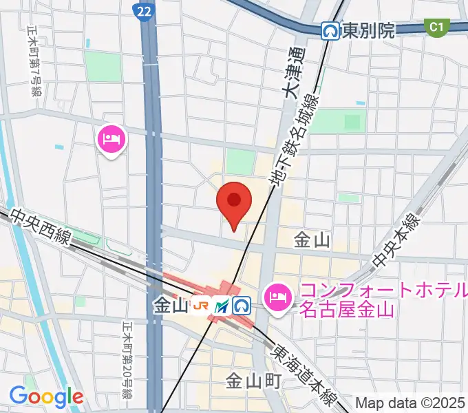 ヨモギヤ楽器 金山センターの地図