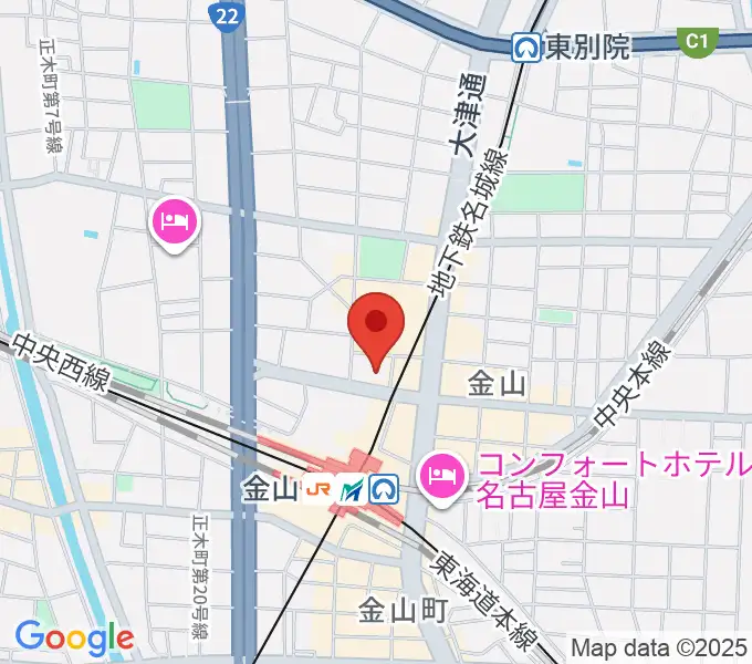 ヨモギヤ楽器 金山センターの地図