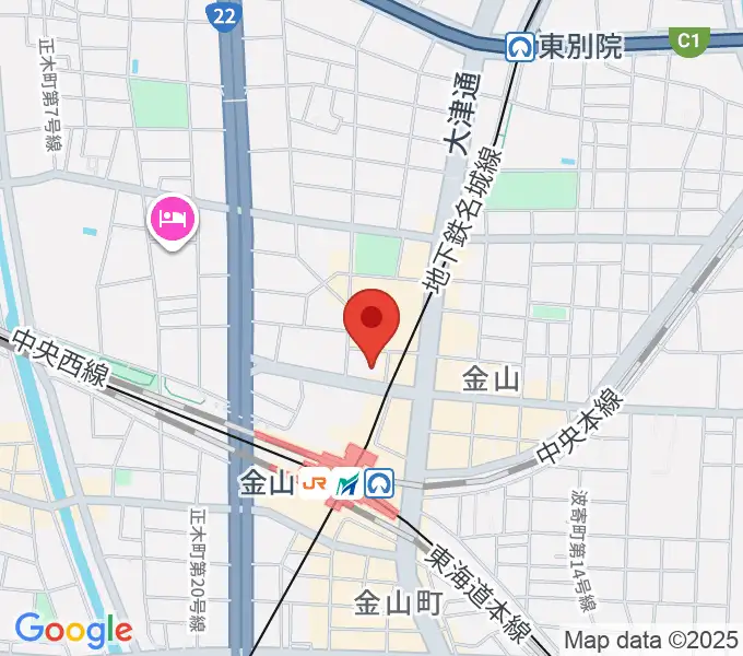 ヨモギヤ楽器 金山センターの地図