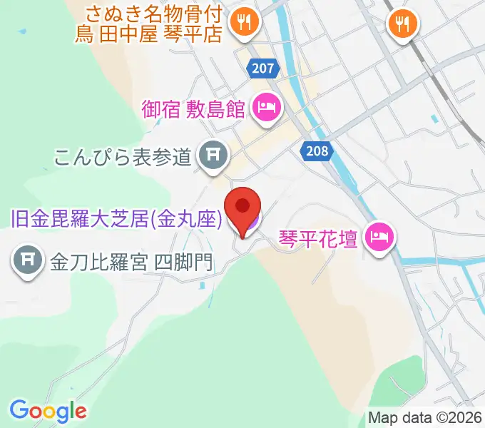 旧金毘羅大芝居劇場 金丸座の地図