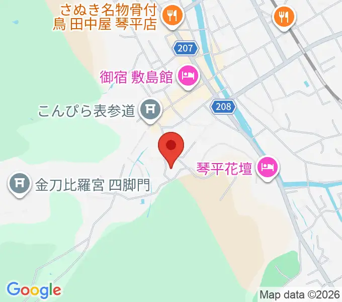 旧金毘羅大芝居劇場 金丸座の地図