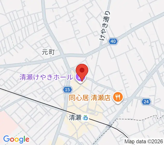 清瀬けやきホールの地図