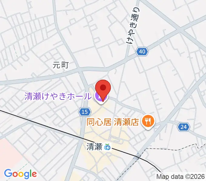 清瀬けやきホールの地図