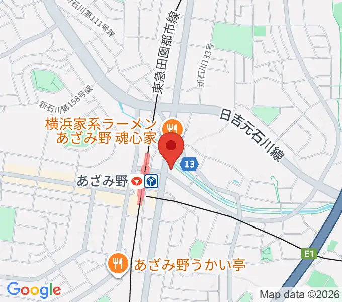 アミーズボーカルスクールあざみ野校の地図