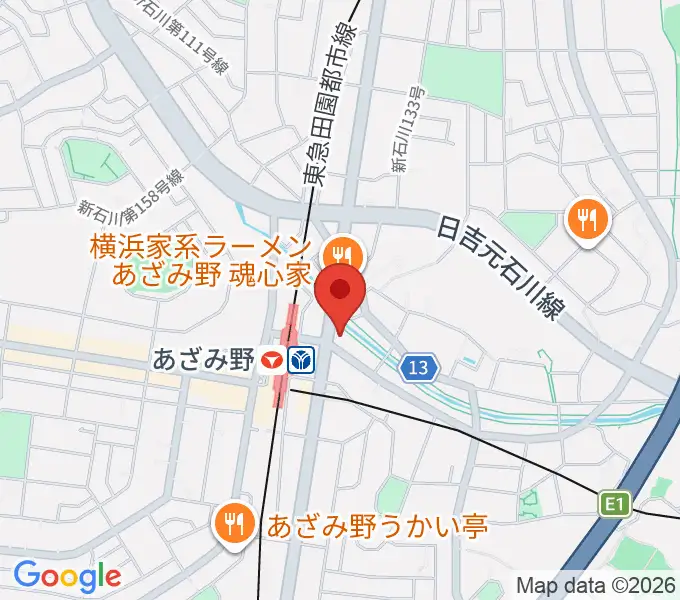 アミーズボーカルスクールあざみ野校の地図