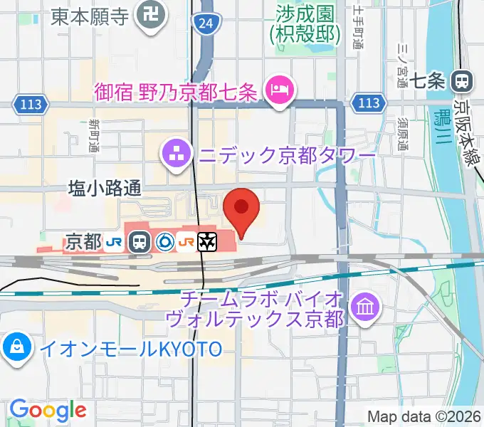 JEUGIA ミュージックサロン京都駅の地図