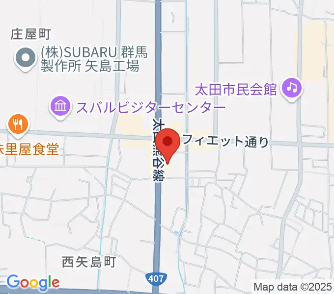 鈴木楽器 太田南支店の地図