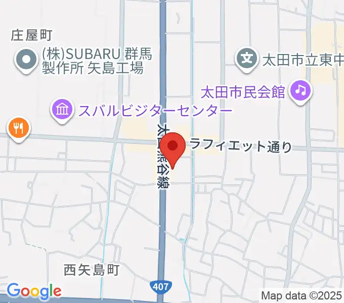 鈴木楽器 太田南支店の地図
