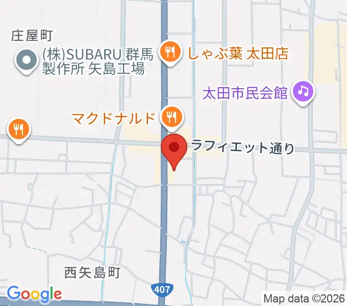 鈴木楽器 太田南支店の地図