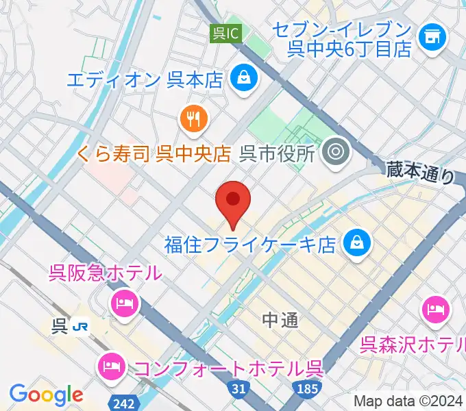 呉信用金庫ホールの地図