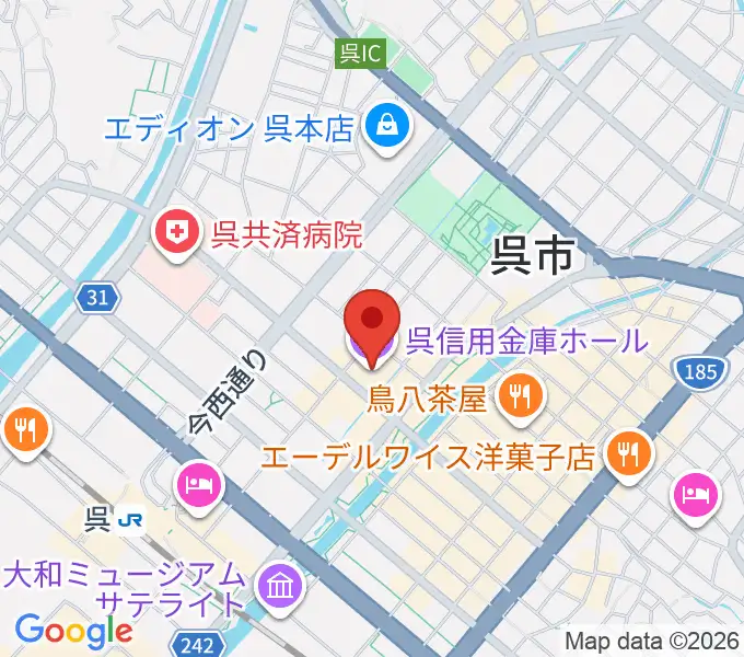 呉信用金庫ホールの地図