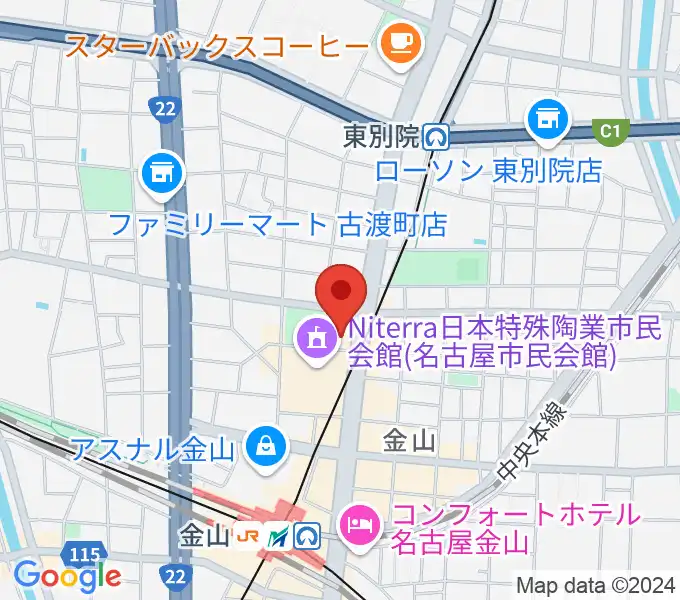 名古屋市音楽プラザの地図