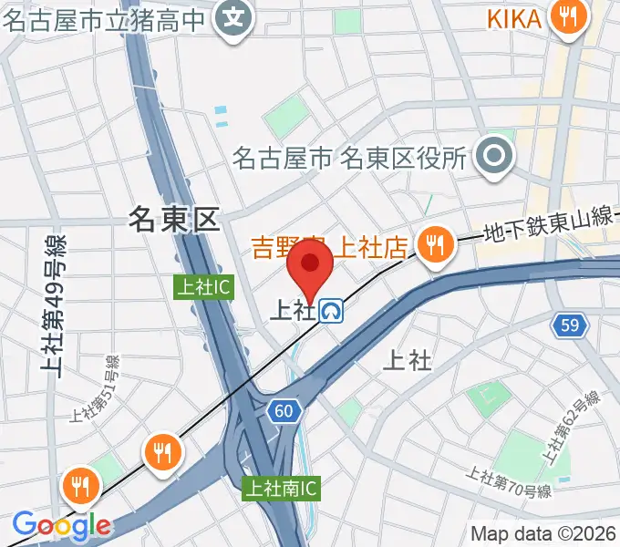 名東文化小劇場の地図