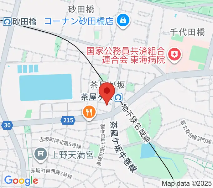 親和楽器 グランドピアノ練習室の地図